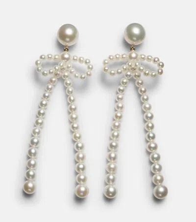 Sophie Bille Brahe Rosette De Perles 14kt Gold Drop Earrings With Freshwater Pearls
