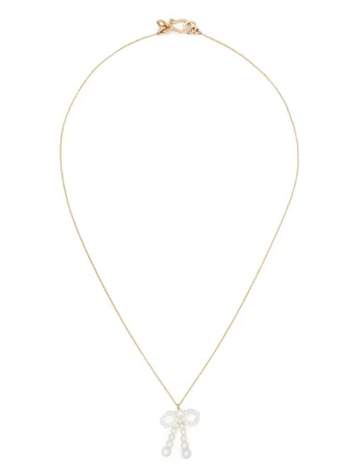 Sophie Bille Brahe Simple Bow Pearl Necklace In Pearls