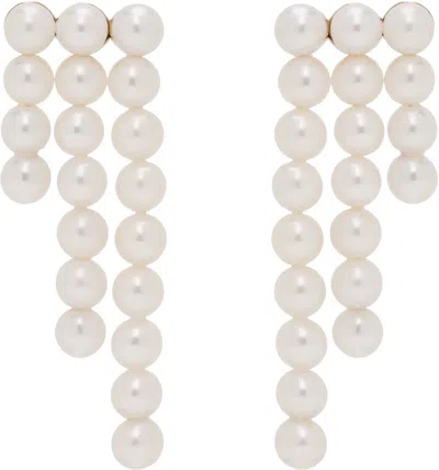 Sophie Bille Brahe White & Gold 'la Valse Trois Temps' Earrings In 14k Yg Pearls