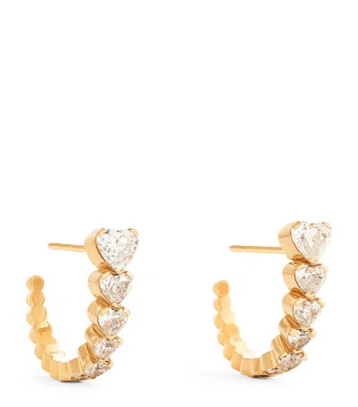 Sophie Bille Brahe Yellow Gold And Diamond Boucle Coeur Hoop Earrings