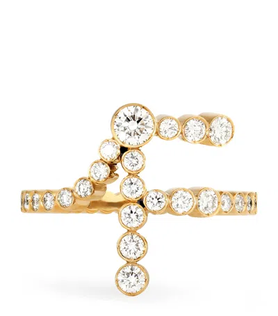 Sophie Bille Brahe Yellow Gold And Diamond Ensemble ‘f' Ring