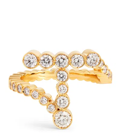 Sophie Bille Brahe Yellow Gold And Diamond Ensemble 't' Ring