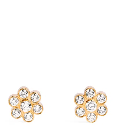Sophie Bille Brahe Yellow Gold And Diamond Fleur Stud Earrings
