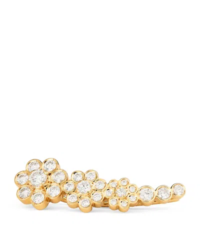 Sophie Bille Brahe Yellow Gold And Diamond Right Croissant Fleur Single Earring