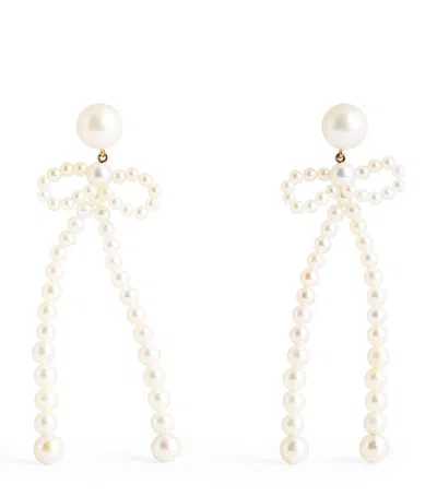 Sophie Bille Brahe Yellow Gold And Freshwater Pearl Bow Rosette Earrings