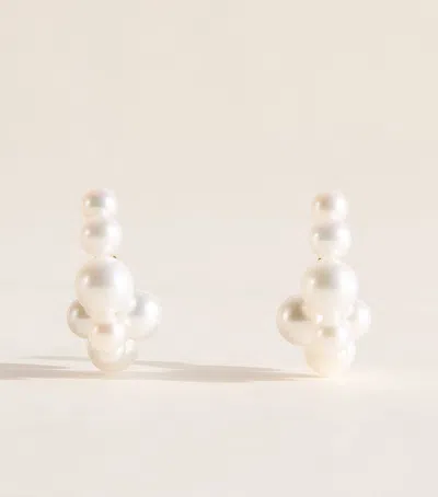 Sophie Bille Brahe Yellow Gold And Pearl Boucle Botticelli Hoop Earrings In White