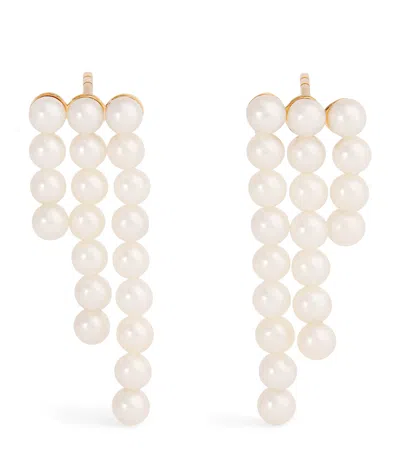 Sophie Bille Brahe Yellow Gold And Pearl La Valse Trois Temps Drop Earrings