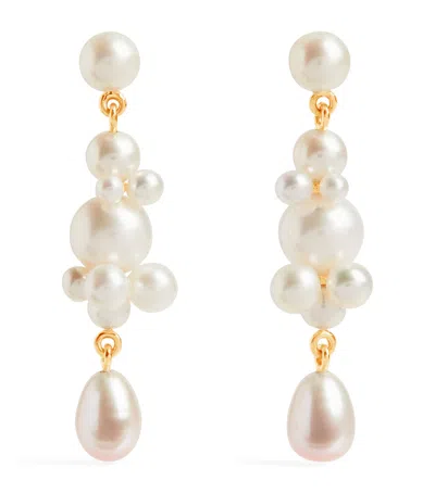 Sophie Bille Brahe Yellow Gold And Pearl Petite Splash Earrings