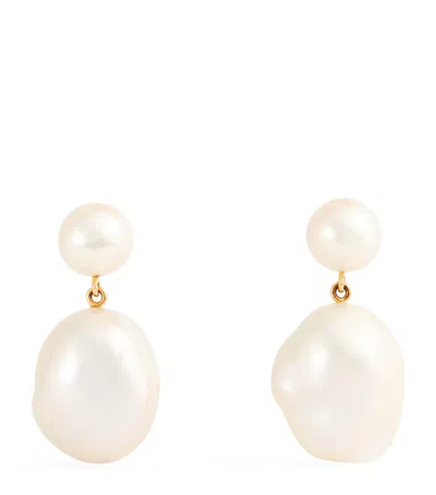 Sophie Bille Brahe Yellow Gold And Pearl Venus Blanc Earrings