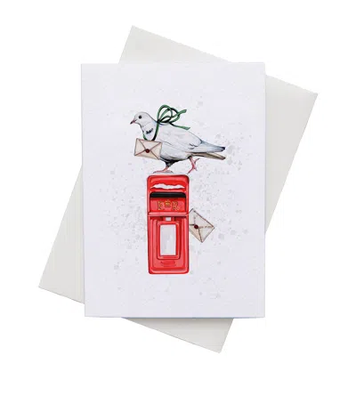 Sophie Brabbins Pigeon With Mail Box Greeting Cards In White