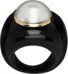 Sophie Buhai Black & Gold Pearl Moon Ring In Onyx