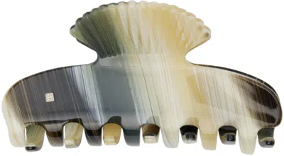 Sophie Buhai Black & Off-white Small Fan Shell Claw Hair Clip In Tusk