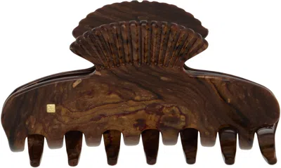 Sophie Buhai Brown Small Fan Shell Claw Hair Clip In Burl
