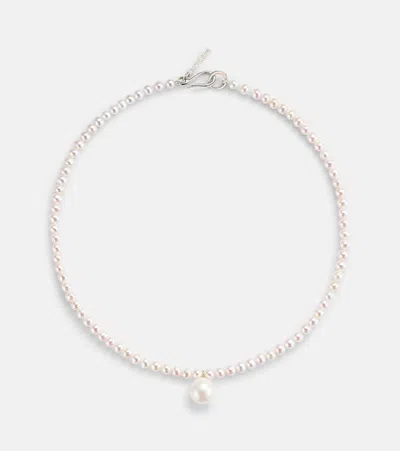Sophie Buhai White Classique Pearl Drop Choker In Sterling Silver, Fre