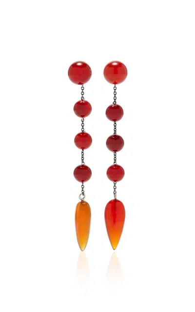 Sophie Buhai Phoenician Small Sterling Silver And Carnelian Beaded Earrings In Multi