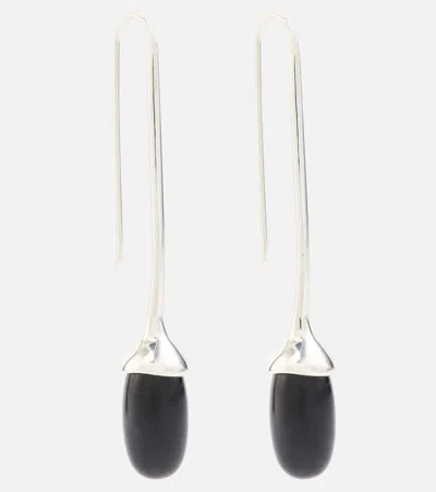 Sophie Buhai Long Dripping Stone Sterling Silver Drop Earrings With Onyxes In Silber