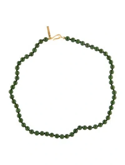 Pre-owned Sophie Buhai Nephrite Beaded Collar Necklace, 16" In Multi
