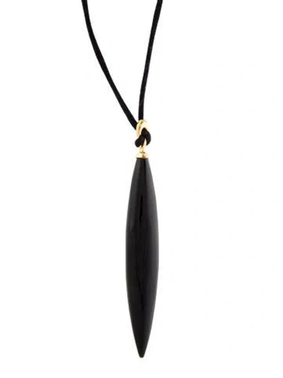 Pre-owned Sophie Buhai Onyx Cord Crevice Pendant Necklace, 42" In Black