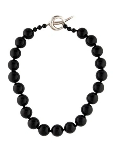 Pre-owned Sophie Buhai Onyx Medium Boule Collar Bead Necklace, 17" In Multicolor