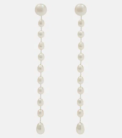 Sophie Buhai Passante Large Sterling Silver Drop Earrings With Freshwater Pearls In White