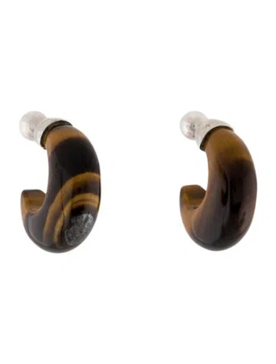 Pre-owned Sophie Buhai Tiger's Eye Quartz Hoop Earrings In Multicolor