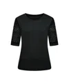 Sophie Cameron Davies Women's Black Lace Sleeve Cotton T-shirt