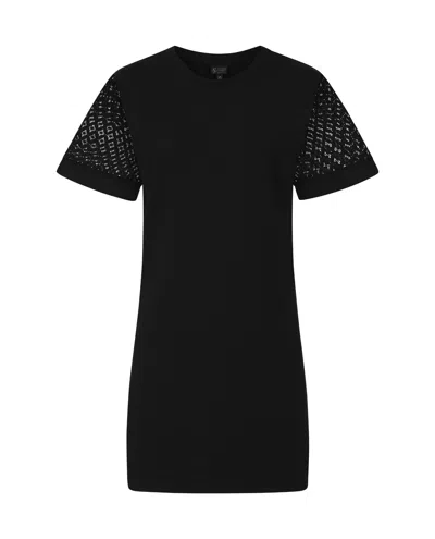 Sophie Cameron Davies Women's Black Lace Sleeve Cotton T-shirt Dress