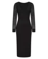 Sophie Cameron Davies Women's Black Lace Sleeve Jersey Midi Dress In Black