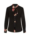 Sophie Cameron Davies Women's Black Peony Silk Bow Blouse In Black