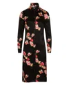 Sophie Cameron Davies Women's Black Peony Silk Midi Dress In Black