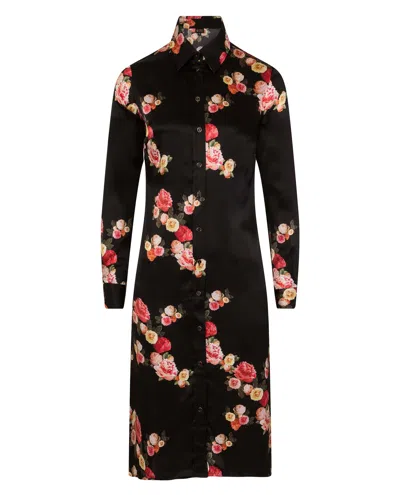 Sophie Cameron Davies Women's Black Peony Silk Midi Dress
