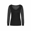 Sophie Cameron Davies Women's Black V-neck Jersey Lace Sleeve Top In Black