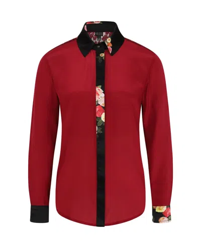 Sophie Cameron Davies Women's Burgundy Red Classic Silk Shirt