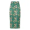 Sophie Cameron Davies Women's Green Floral Midi Jersey Skirt In Green