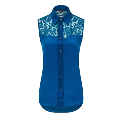 Sophie Cameron Davies Women's Green Teal Classic Silk Top