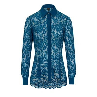 Sophie Cameron Davies Women's Green Teal Lace Shirt