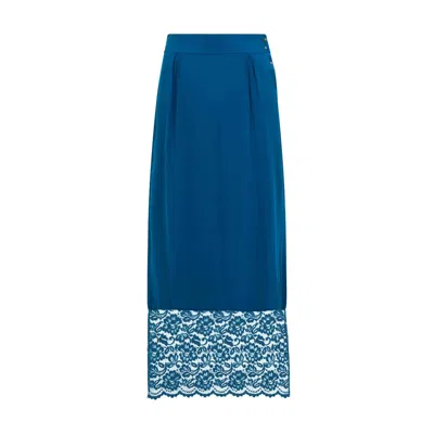 Sophie Cameron Davies Women's Green Teal Silk Maxi Skirt In Blue