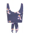 Sophie Cameron Davies Women's Navy Blue Floral Crop Top In Blue