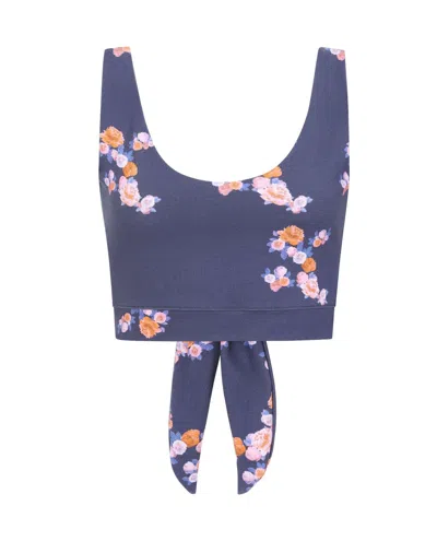 Sophie Cameron Davies Women's Navy Blue Floral Crop Top