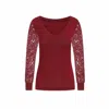 Sophie Cameron Davies Women's Pink / Purple Burgundy V-neck Jersey Lace Sleeve Top In Pink/purple