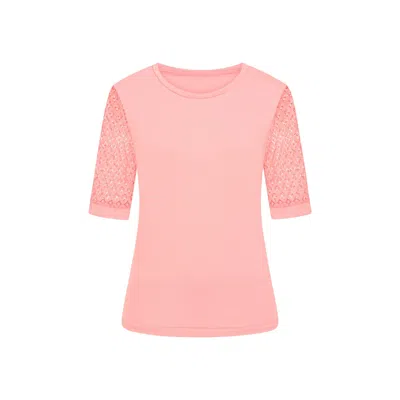 Sophie Cameron Davies Women's Pink / Purple Coral Cotton Lace Sleeve T-shirt In Pink/purple