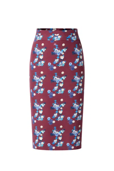 Sophie Cameron Davies Women's Purple Maroon Floral Midi Jersey Skirt In Burgundy