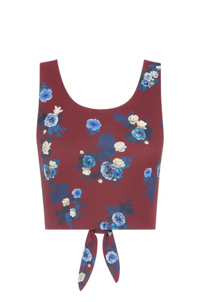 Sophie Cameron Davies Women's Purple Maroon Floral Tie Back Top