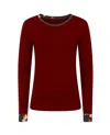 Sophie Cameron Davies Women's Red Burgundy Long Sleeve Cotton Top In Red