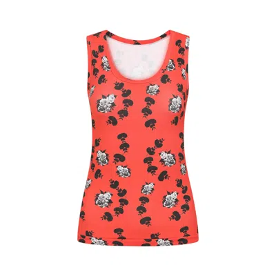 Sophie Cameron Davies Women's Red Floral Cotton Vest Top