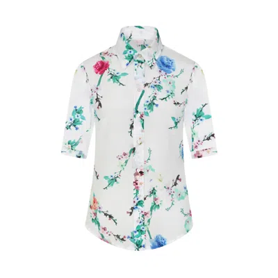 Sophie Cameron Davies Women's White Cherry Blossom Silk Shirt