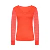 Sophie Cameron Davies Women's Yellow / Orange Burnt Orange V-neck Jersey Lace Sleeve Top In Yellow/orange