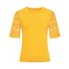 Sophie Cameron Davies Women's Yellow / Orange Mustard Cotton Lace Sleeve T-shirt In Yellow/orange
