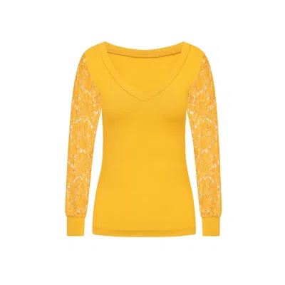Sophie Cameron Davies Women's Yellow / Orange Mustard Yellow Cotton V-neck Top In Yellow/orange