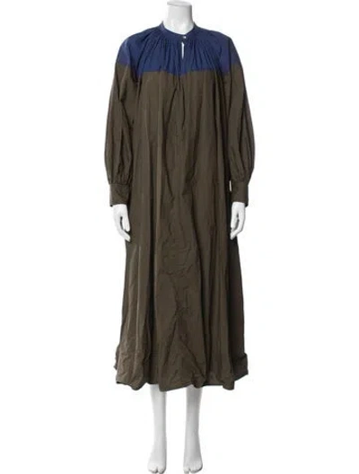 Pre-owned Sophie D'hoore Colorblock Pattern Long Dress In Green